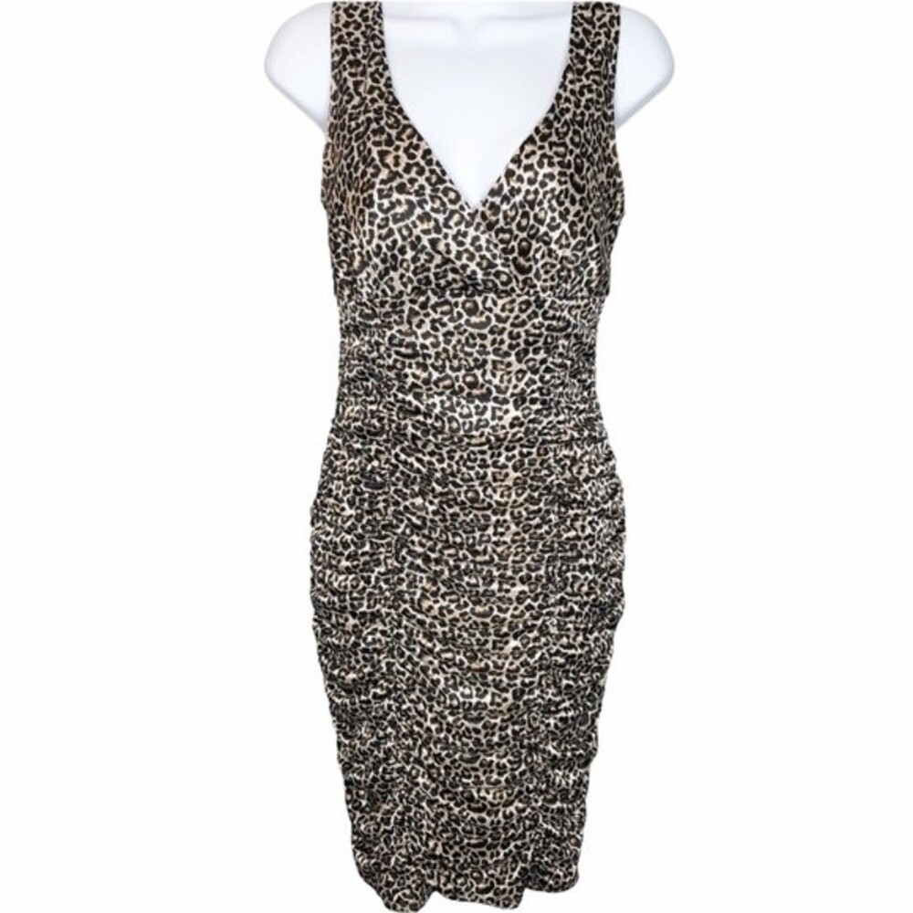 RUBY ROX Ruched Leopard Print Midi Dress